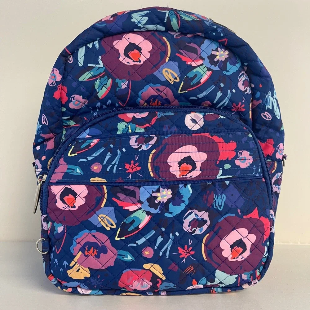 Travelon Anti-Theft Quilted Mini‎ Backpack Blue Floral RFID Blocking Pockets Kid